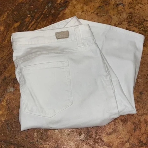 Anthropologie Paige Designer Optic White Denim Knee Shorts Bermudas Size 32 - Picture 4 of 7